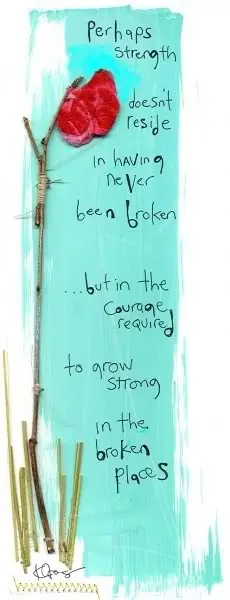 Perhaps strength doesn't reside in having never been broken but in the courage required to grow strong in the broken places