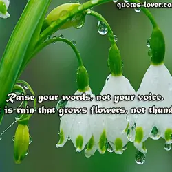 Raise your words, not your voice. It is rain that grows flowers, not thunder.