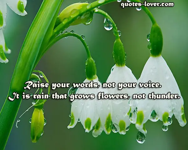 Raise your words, not your voice. It is rain that grows flowers, not thunder.