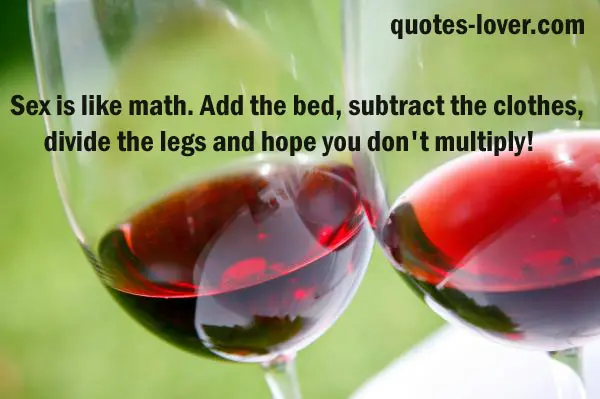 Sex is like math. Add the bed, subtract the clothes, divide the legs and hope you don't multiply!
