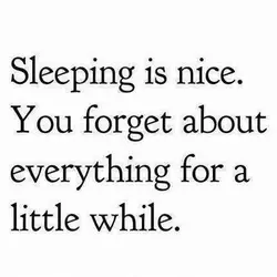 Sleeping is nice. You forget about everything for a little while