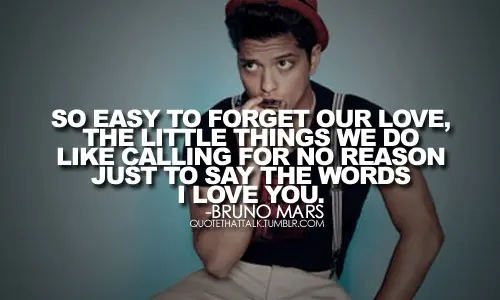 So easy to forget our love, the little things we do like calling for no reason just to say the words I love you.