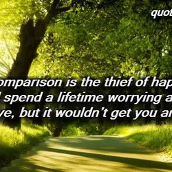 Social comparison is the thief of happiness. You could spend a lifetime worrying about what...