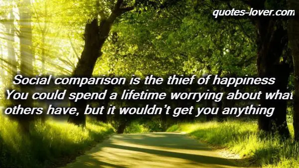 Social comparison is the thief of happiness.  You could spend a lifetime worrying about what others have, but it wouldn’t get you anything.