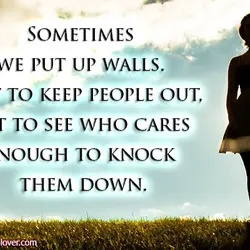 Sometimes we put up walls. Not to keep people out, but to see who cares...
