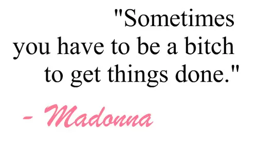 Sometimes you have to be a bitch to get things done.