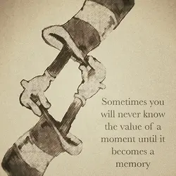Sometimes you will never know the value of a moment until it becomes a memory.