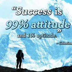 Success is 99% attitude and 1% aptitude