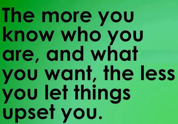 The more you know who you are, and what you want, the less you let things upset you.