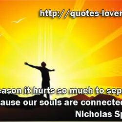 The reason it hurts so much to separate is because our souls are connected.