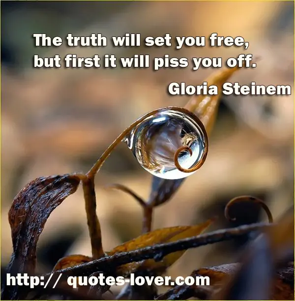 The truth will set you free, but first it will piss you off.