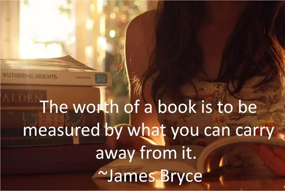 The worth of a book is to be measured by what  you can carry away from it