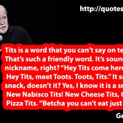 Tits is a word you can't say on television. That's such a friendly word. It's...