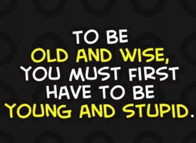 To be old and wise you must first have to be young and stupid