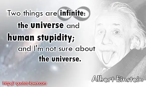 Two things are infinite the universe and human stupidity and I'm not sure about the universe.