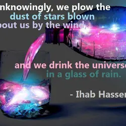Unknowingly, we plow the dust of stars blown about us by the wind and we...