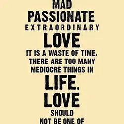 Unless it is mad, passionate, extraordinary love it is a waste of time. There are...