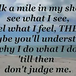 Walk a mile in my shoes, see what I see, feel what I feel, then...