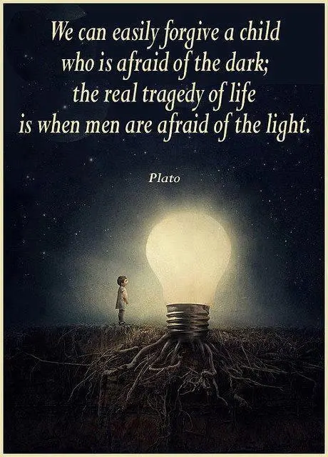 We can easily forgive a child who is afraid of the dark; the real tragedy of life is when men are afraid of the light.