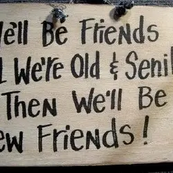 We'll be friends 'til we're old and senile then we'll be new friends