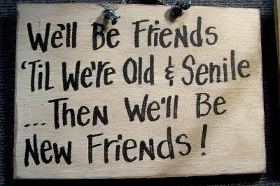 We'll be friends 'til we're old and senile then we'll be new friends