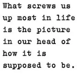 What screws us most in life is the picture in our head of how it...
