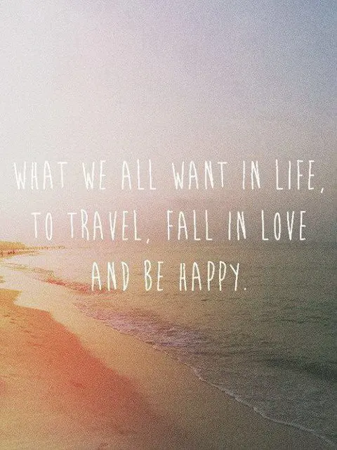What we all want in life, to travel, fall in love and be happy.