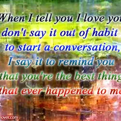 When I tell you I love you I don't say it out of habit or...