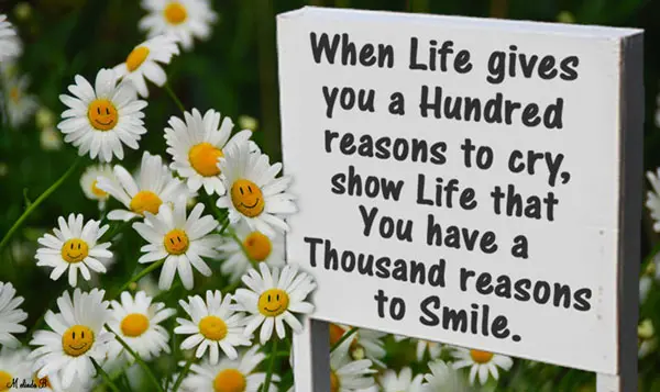 When life gives you a hundred reasons to cry show life that you have a thousand reasons to smile