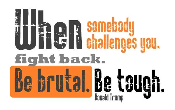 When somebody challenges you fight back. Be brutal. Be tough.