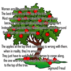 Women are like apples on trees. The best ones are at the Top of the...