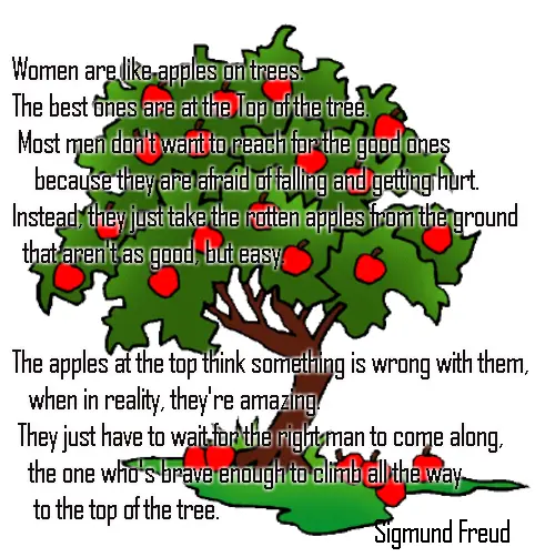 Women are like apples on trees. The best ones are at the Top of the tree.