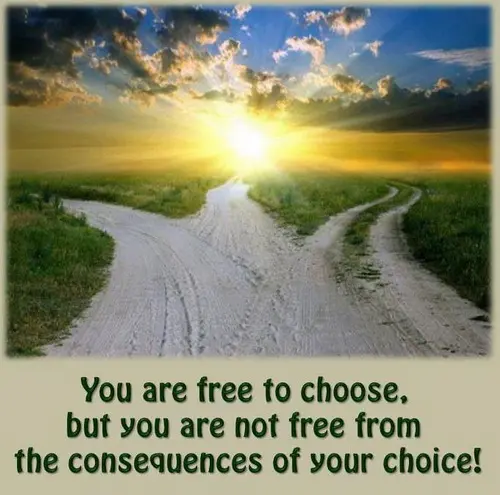 You are free to choose, but you are not free from the consequences of your choice!