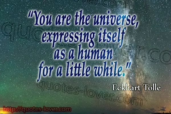 You are the universe, expressing itself as a human for a little while.
