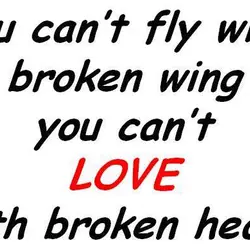 You can't fly with a broken wing, you can't love with broken heart.