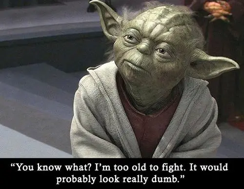 You know what? I'm too old to fight.It would probably look really dumb.