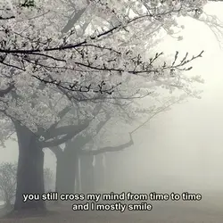 You still cross my mind from time to time and I mostly smile.