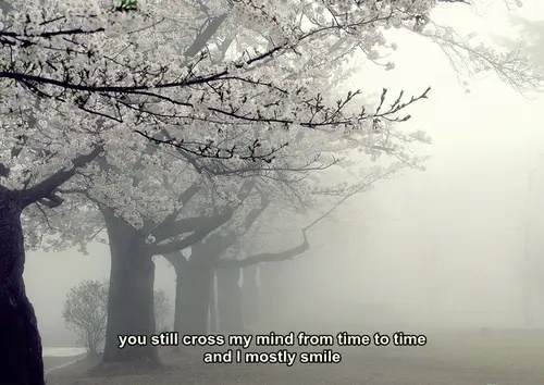You still cross my mind from time to time and I mostly smile.
