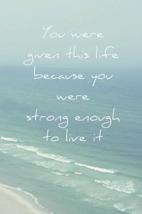 You were given this life because you were strong enough to live it.