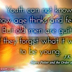 Youth can not know how age thinks and feels. But old men are guilty if...