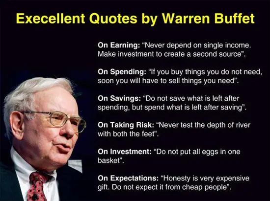 On Earning: "Never depend on single income. Make investment to create a second source." On Spending:"If you buy things you don't need, soon you will have to sell things you need."