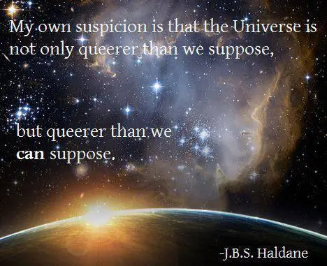 My own suspicion is that the Universe is not only queerer than we suppose, but queerer than we can suppose