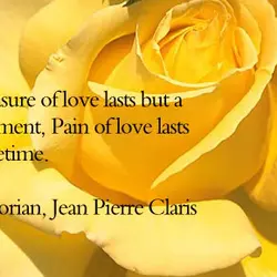 Pleasure of love lasts but a moment, pain of love lasts a lifetime